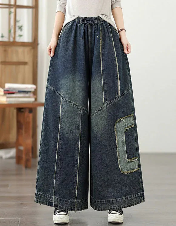 Retro Comfortable Loose Patchwork Casual Jeans - Islinen