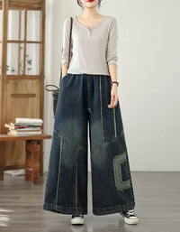 Retro Comfortable Loose Patchwork Casual Jeans - Islinen