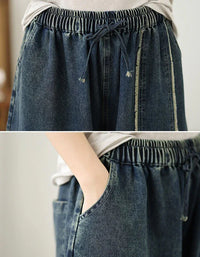 Retro Comfortable Loose Patchwork Casual Jeans - Islinen