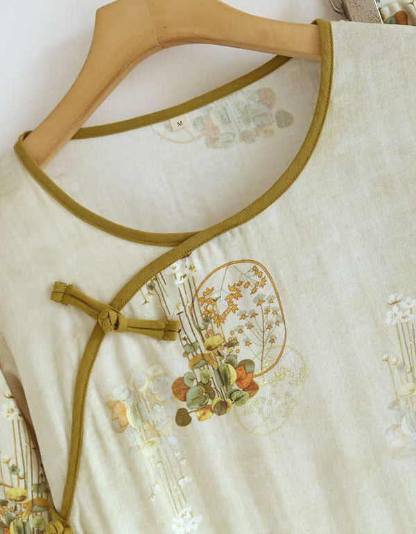 Retro Floral Bamboo Fiber Loose Pajama Set