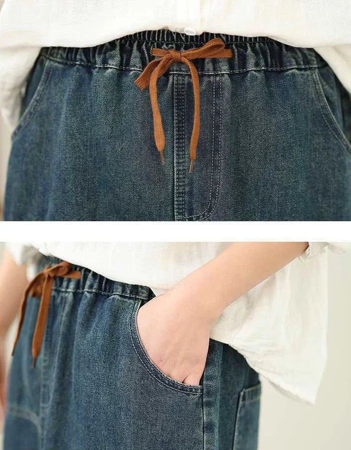 Retro Floral Embroidery Casual Denim Skirt - Islinen