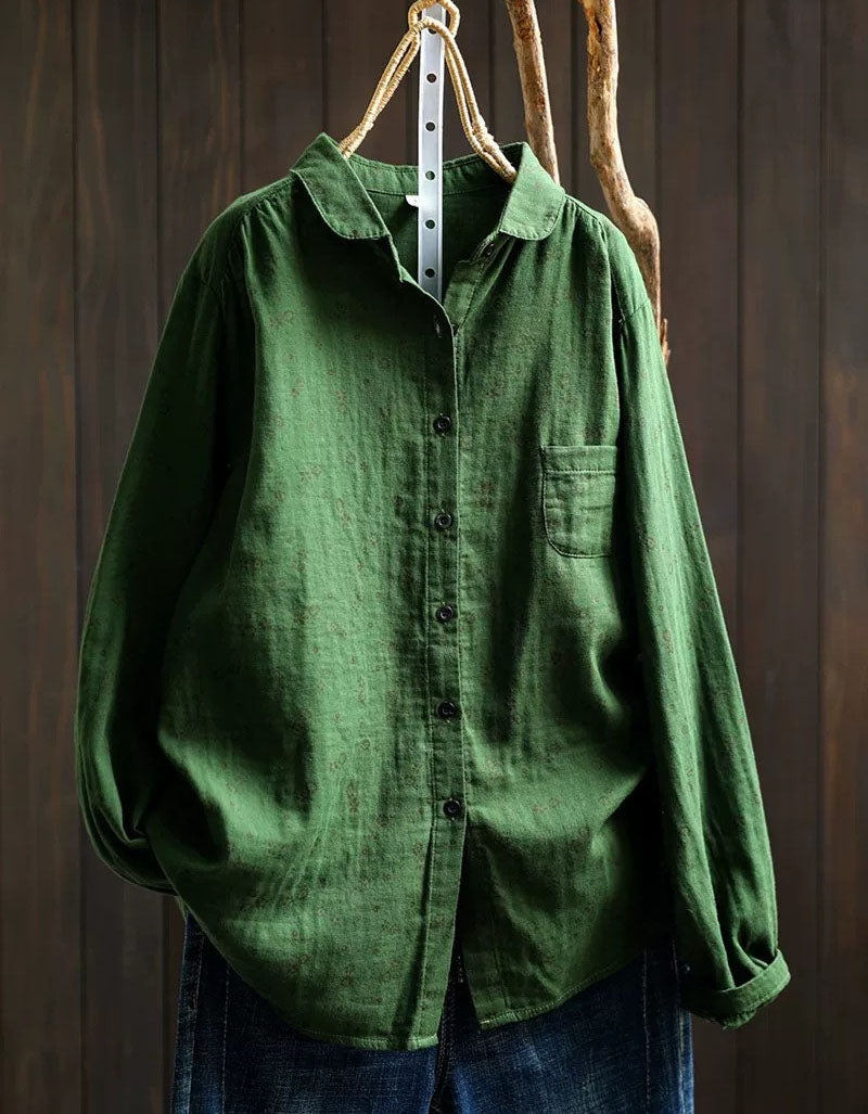 Women Casual Floral Eyelet Lace Cotton Shirt Blouse
