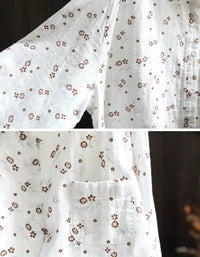 Cottagecore Floral Eyelet Cotton Button Down Shirt