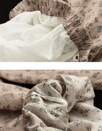 Retro Floral Cotton Linen Baggy Harem Trousers
