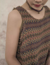 Retro Geometric Pattern Cotton Tank Top