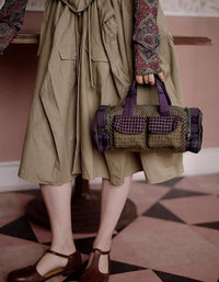 Plaid wool travel bag for weekend trips