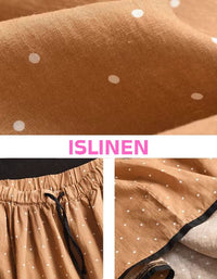 Close-up of elastic drawstring waist polka dot skirt