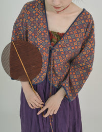 Retro Loose-Fit Floral Hanfu Cardigan Shirt