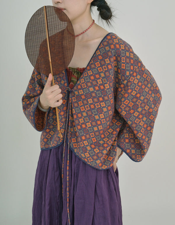 Retro Loose-Fit Floral Hanfu Cardigan Shirt