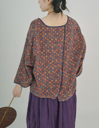 Retro Loose-Fit Floral Hanfu Cardigan Shirt