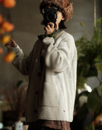 Loose Casual Striped Knit Cardigan Sweater for Women