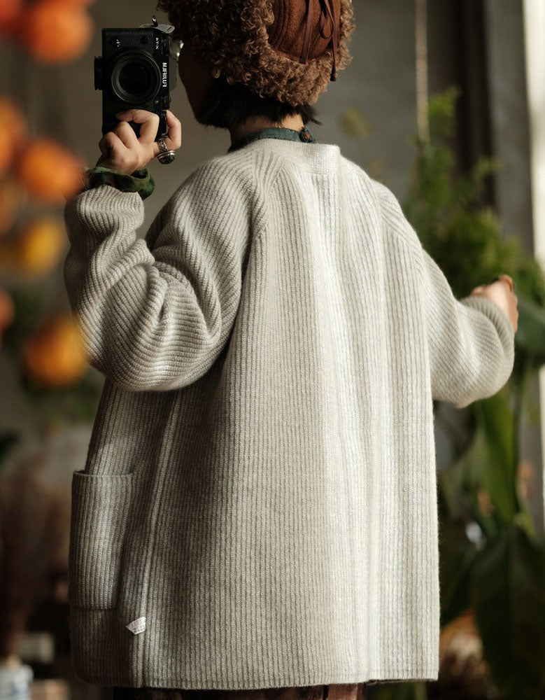 Loose Casual Striped Knit Cardigan Sweater for Women