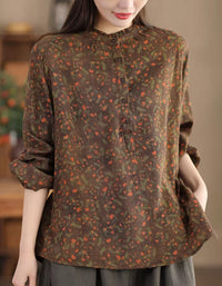 casual vintage floral blouse for everyday wear front view