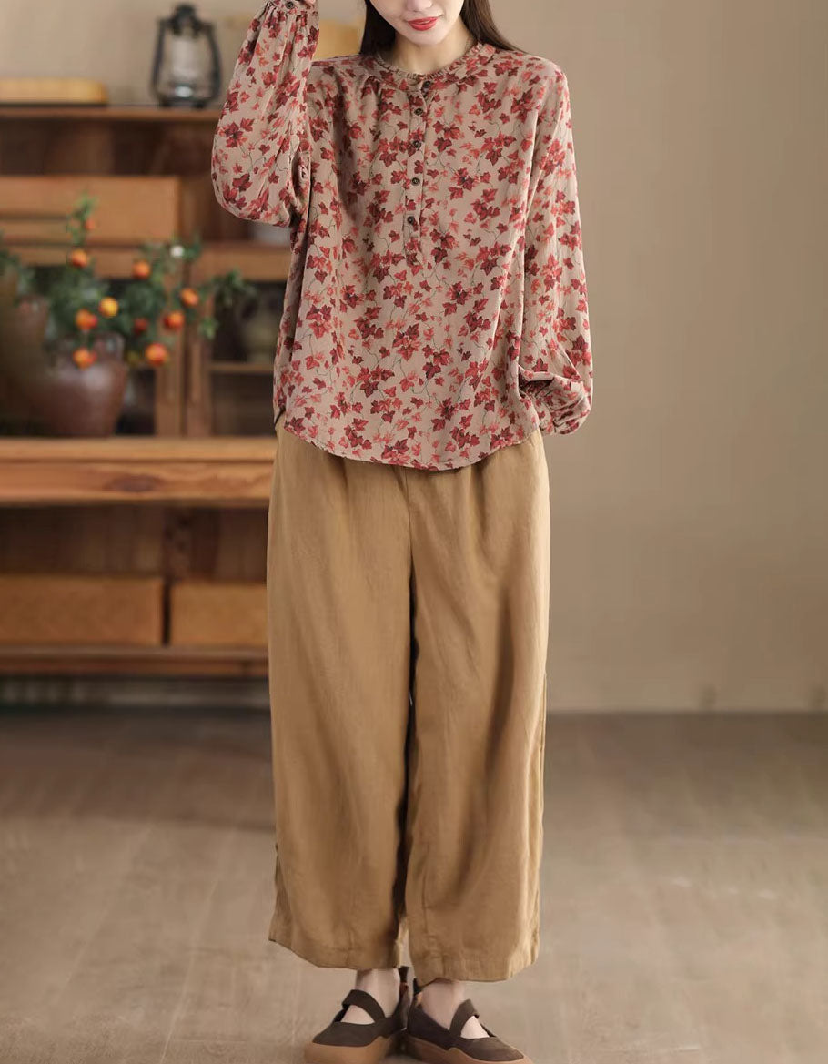 Pink casual vintage floral blouse for everyday wear