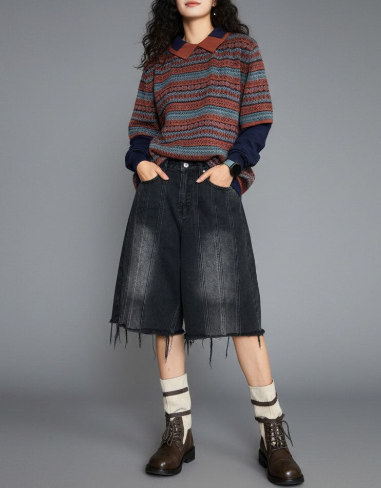 Women's Retro Geometric Pattern Long Sleeve Knit Sweater