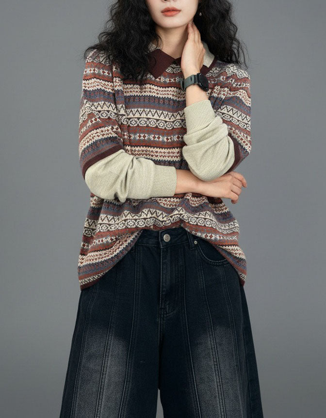 women's patterned sweater for autumn and winter