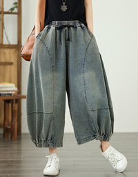 Retro Oversized Denim Harem Pants