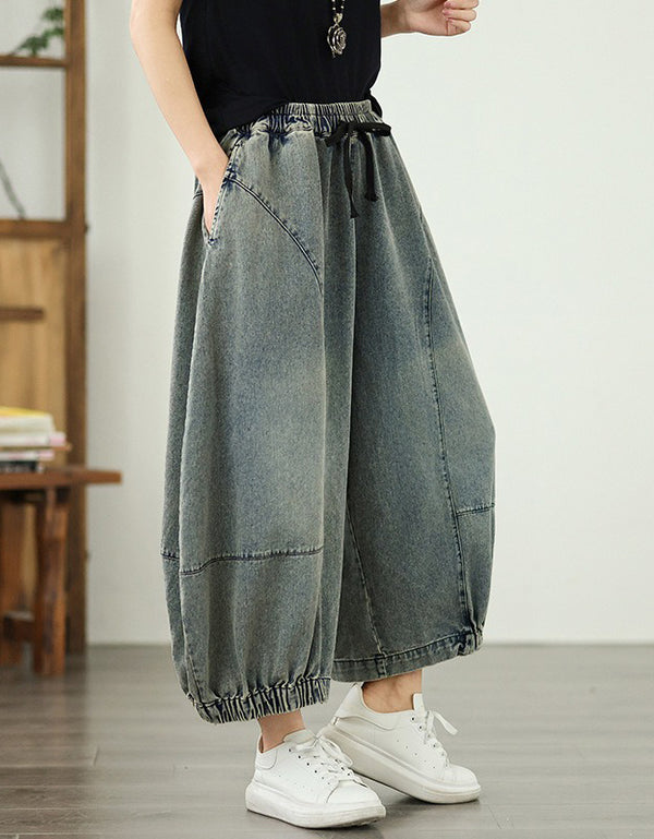 Retro Oversized Denim Harem Pants