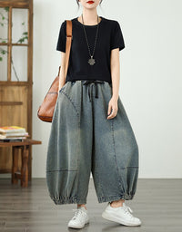 Retro Oversized Denim Harem Pants