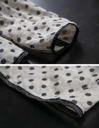 Retro Polka Dot Long Sleeve Casual Linen Shirt