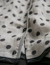 Retro Polka Dot Long Sleeve Casual Linen Shirt