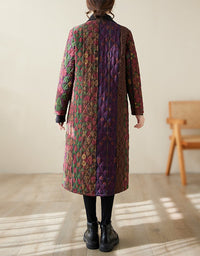 Retro Winter Women's Warm Floral Long Coat