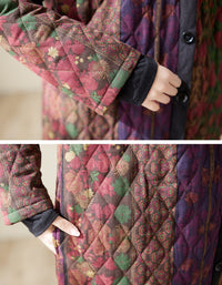 Retro Winter Women's Warm Floral Long Coat