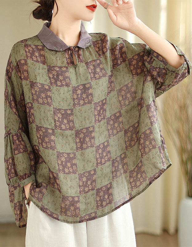 Rustic Charm Casual Loose-Fit Cotton Linen Top