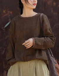 Minimalist Long Sleeve Cotton Linen Casual Blouse