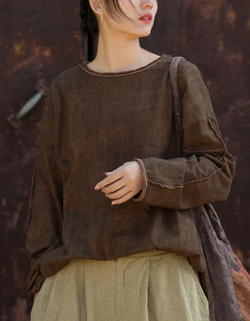 Minimalist Long Sleeve Cotton Linen Casual Blouse - Islinen