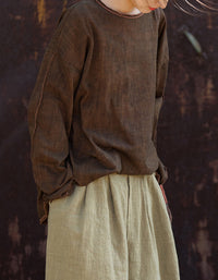 Minimalist Long Sleeve Cotton Linen Casual Blouse