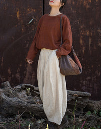 Minimalist Long Sleeve Cotton Linen Casual Blouse