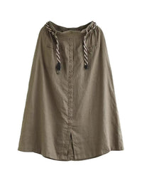 Sand-washed Front Slits Summer Linen Skirt