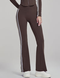 Brown pants with white stripes on a gray background front view