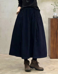 Side Tie Autumn Women's Corduroy Loose Skirt