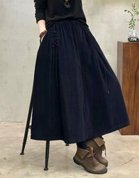 Side Tie Autumn Women's Corduroy Loose Skirt