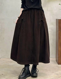 Side Tie Autumn Women's Corduroy Loose Skirt