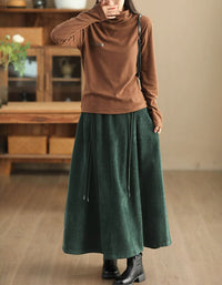 Side Tie Loose Casual Women's Corduroy Skirt