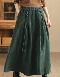 Side Tie Loose Casual Women's Corduroy Skirt