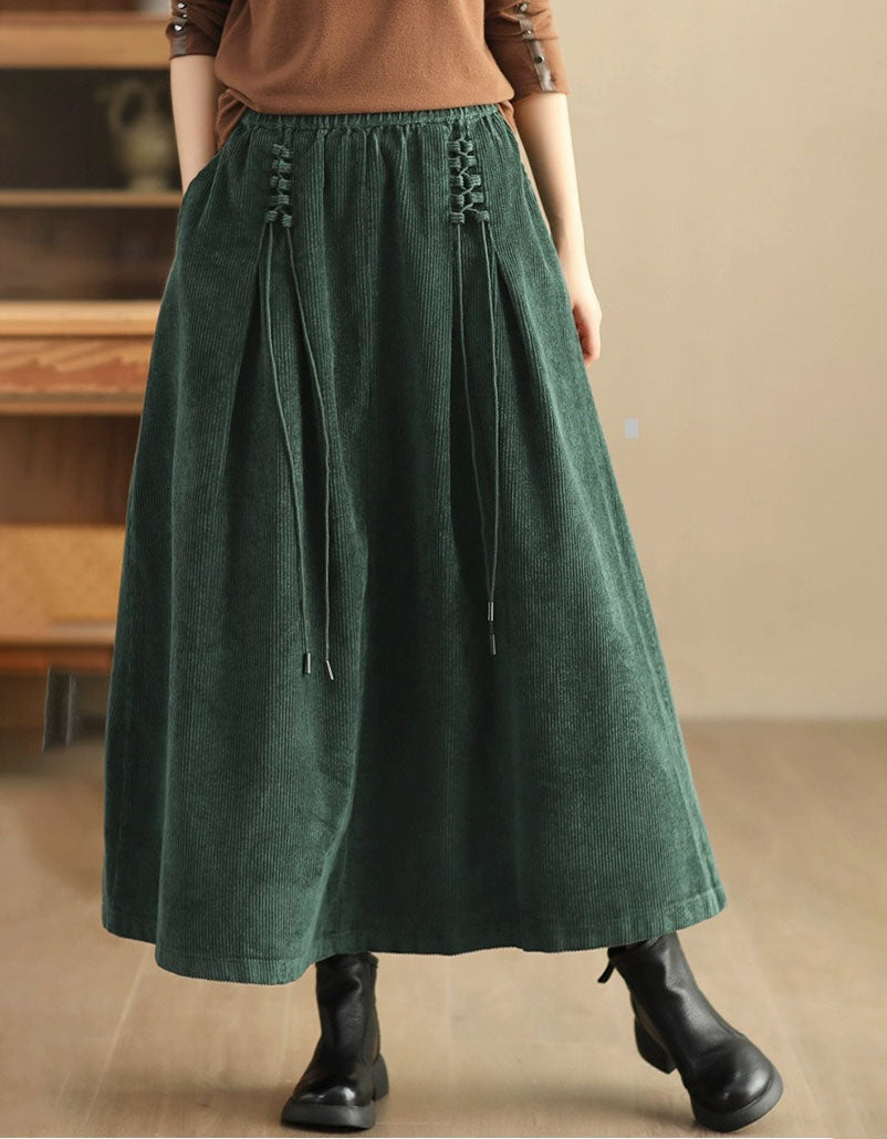 Side Tie Loose Casual Women's Corduroy Skirt