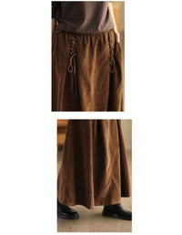 Side Tie Loose Casual Women's Corduroy Skirt