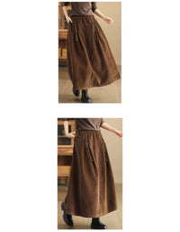 Side Tie Loose Casual Women's Corduroy Skirt