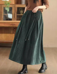 Side Tie Loose Casual Women's Corduroy Skirt