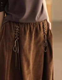 Side Tie Loose Casual Women's Corduroy Skirt