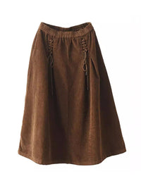Side Tie Loose Casual Women's Corduroy Skirt
