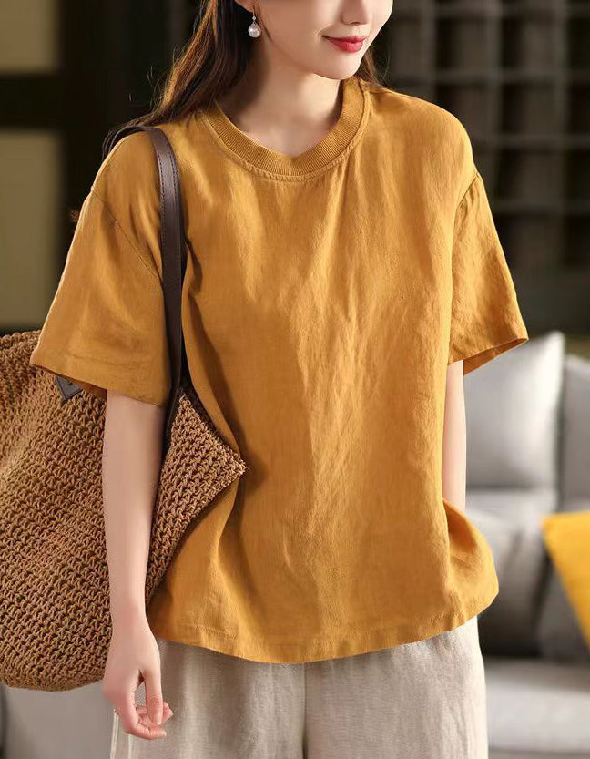 Simple Chic Loose Fit Linen T-Shirt