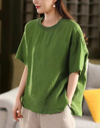Simple Chic Loose Fit Linen T-Shirt