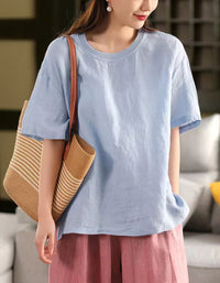 Simple Chic Loose Fit Linen T-Shirt