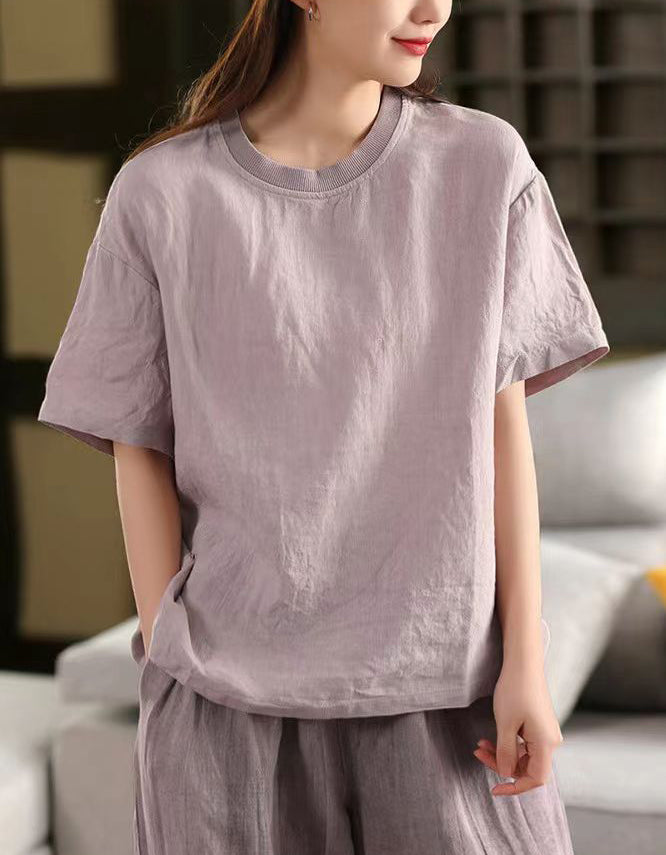 Simple Chic Loose Fit Linen T-Shirt