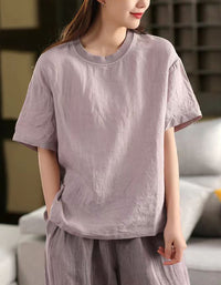 Simple Chic Loose Fit Linen T-Shirt